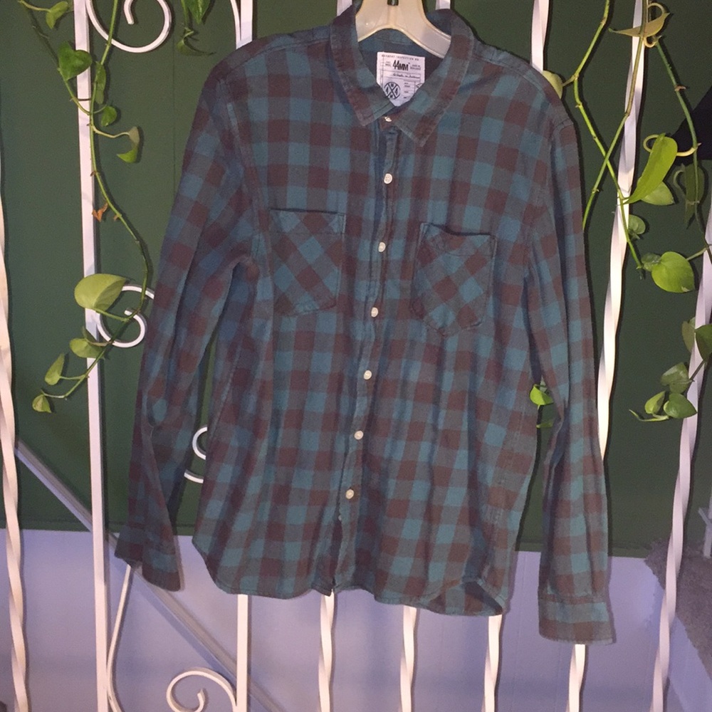 Men's Medium 44MM (PacSun) Green & Grey Flannel